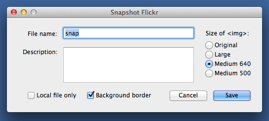 SnapFlickr options