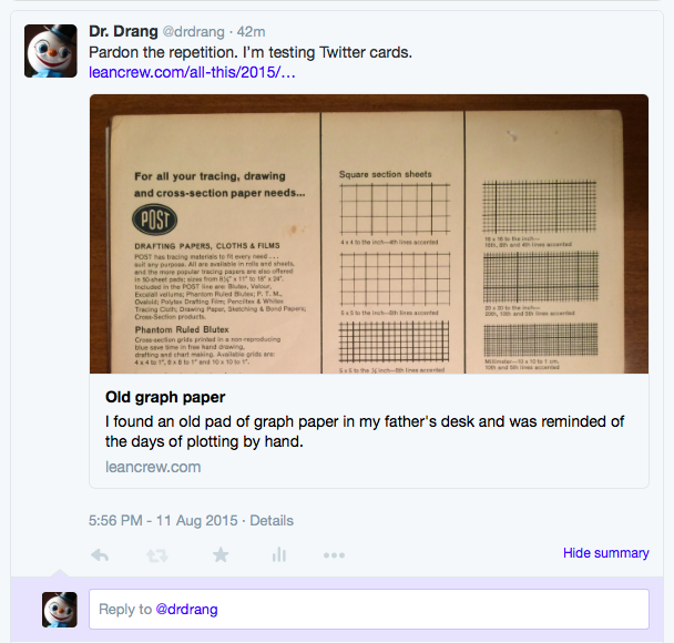 Twitter Card in summary view on web