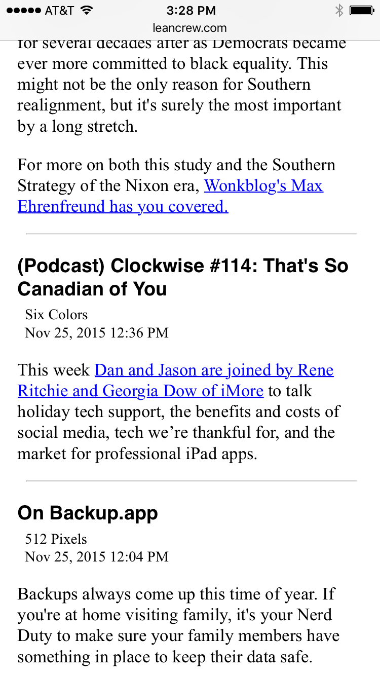 Today’s RSS on iPhone