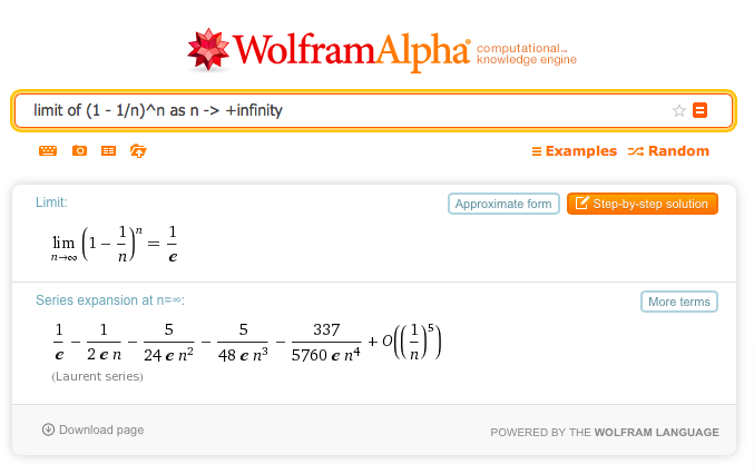 Limit on Wolfram Alpha