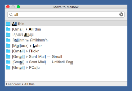 MailMate folder selection