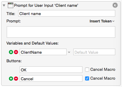 User input prompt