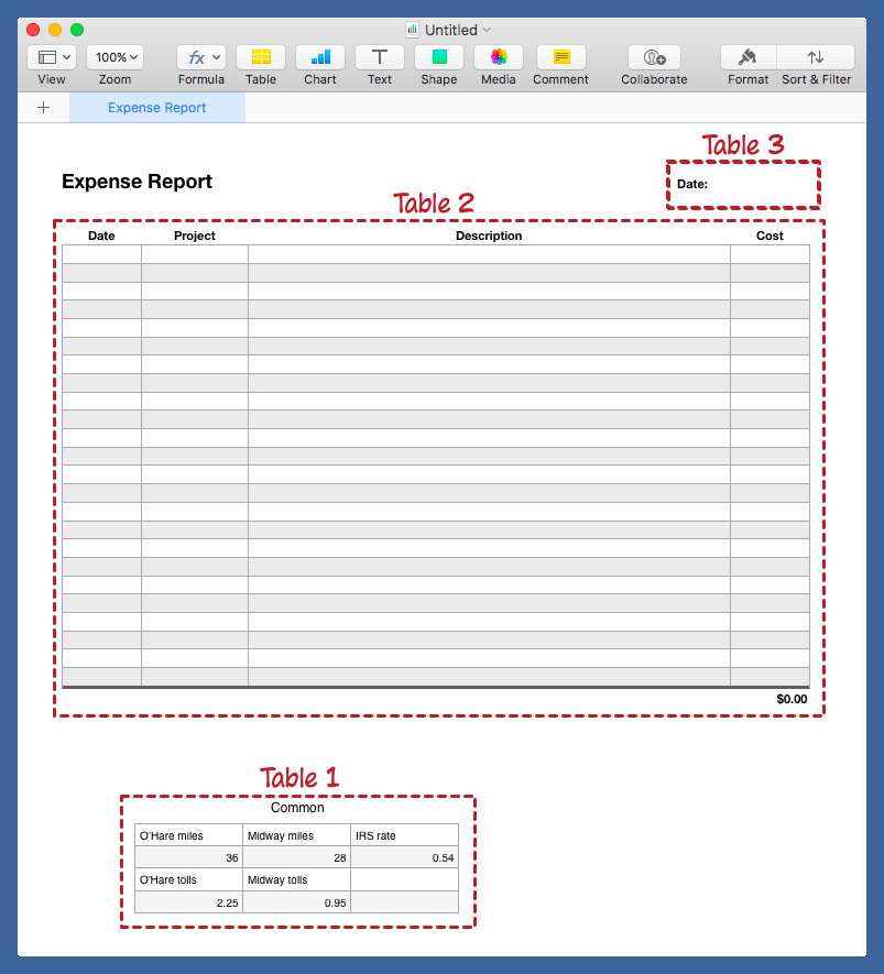 Numbers expense report template