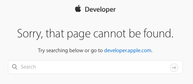 Apple Developer error page