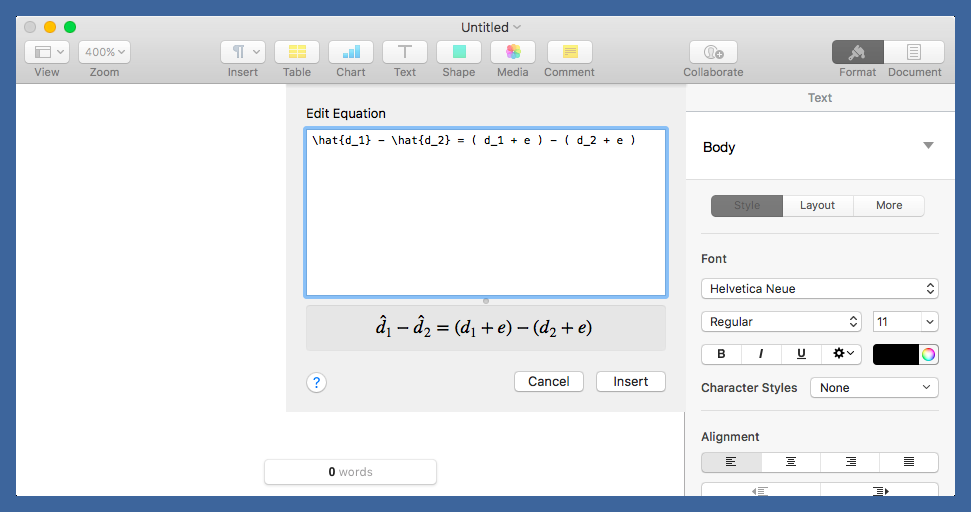 Pages equation entry