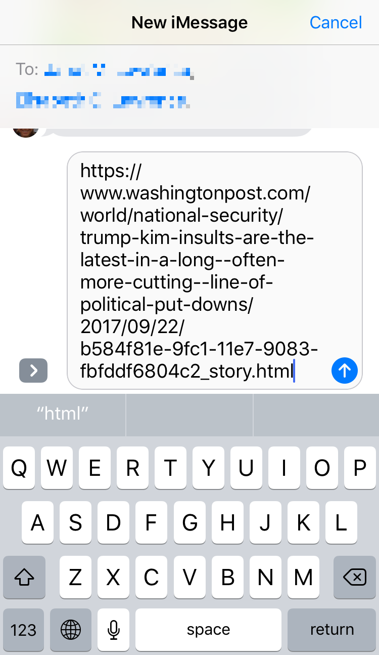 New message with URL