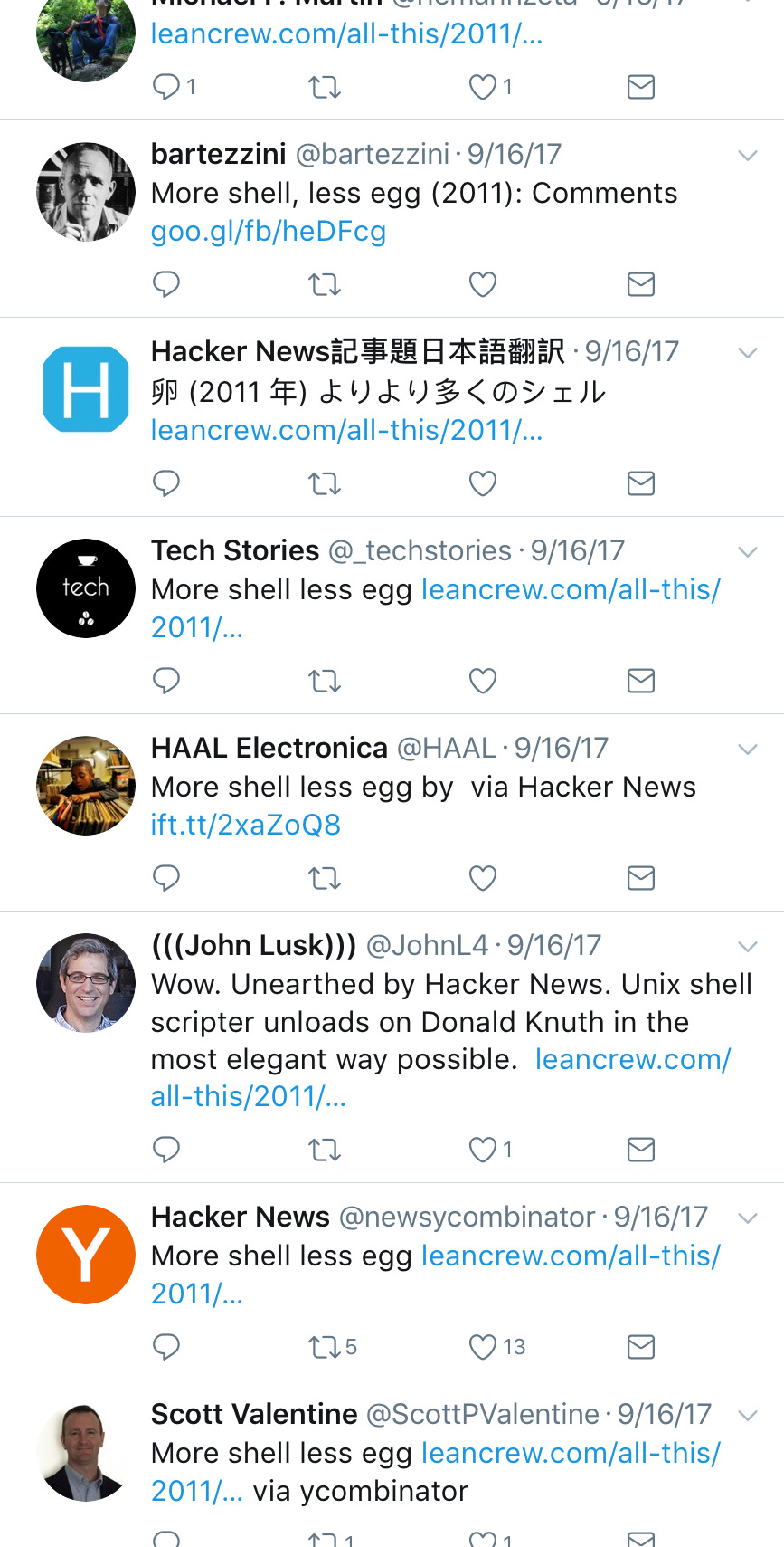 Tweets via Hacker News