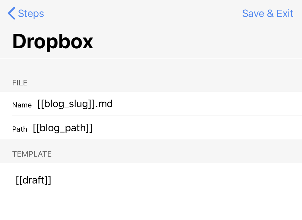 Blog post saving Dropbox step