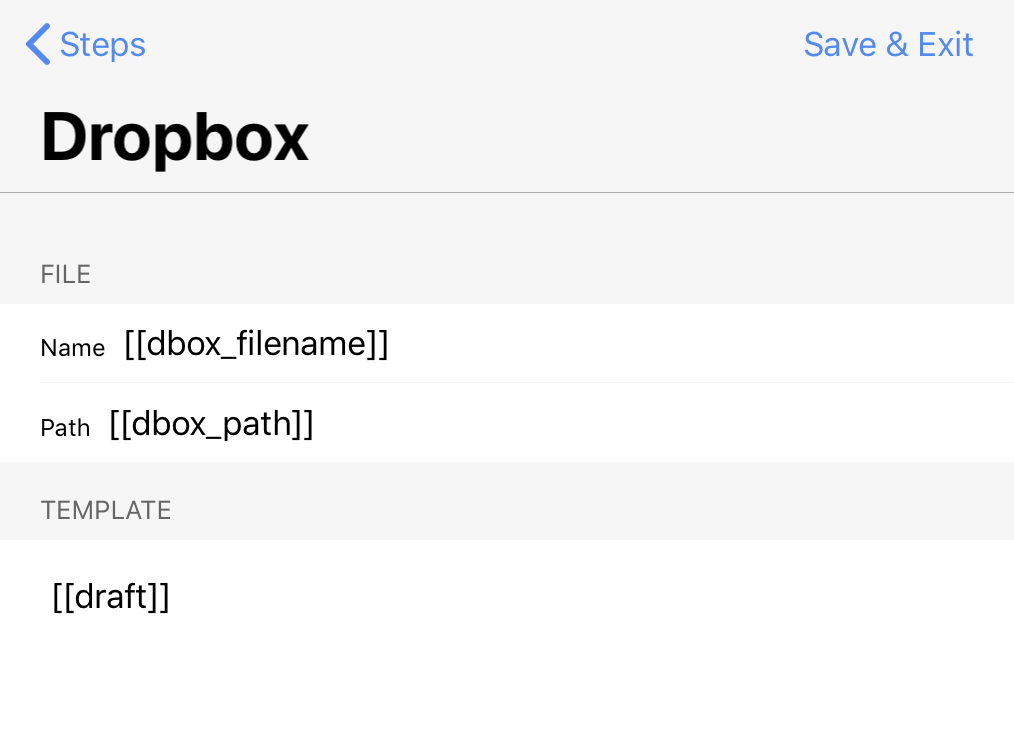 Fileline Dropbox step