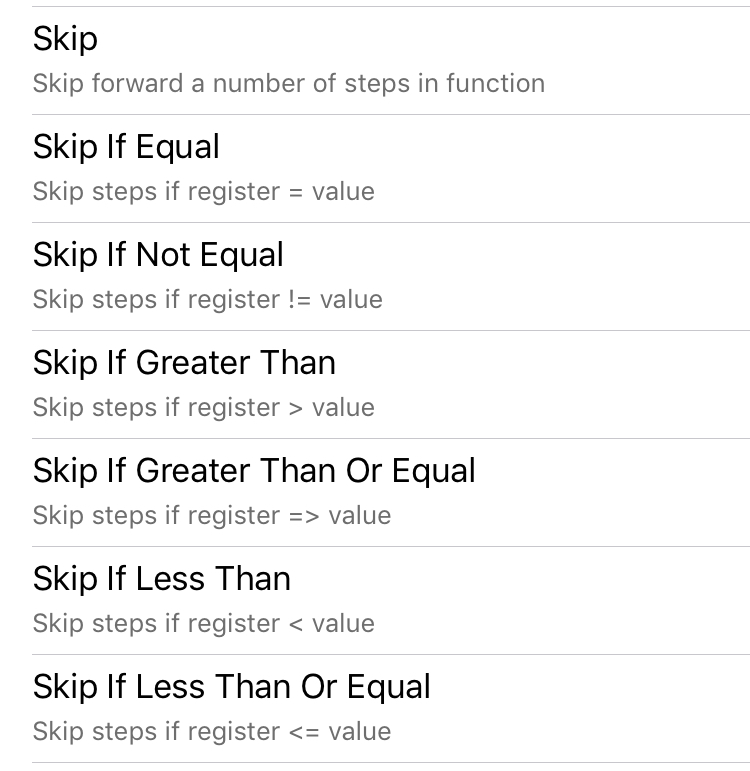 Skip operations in PCalc