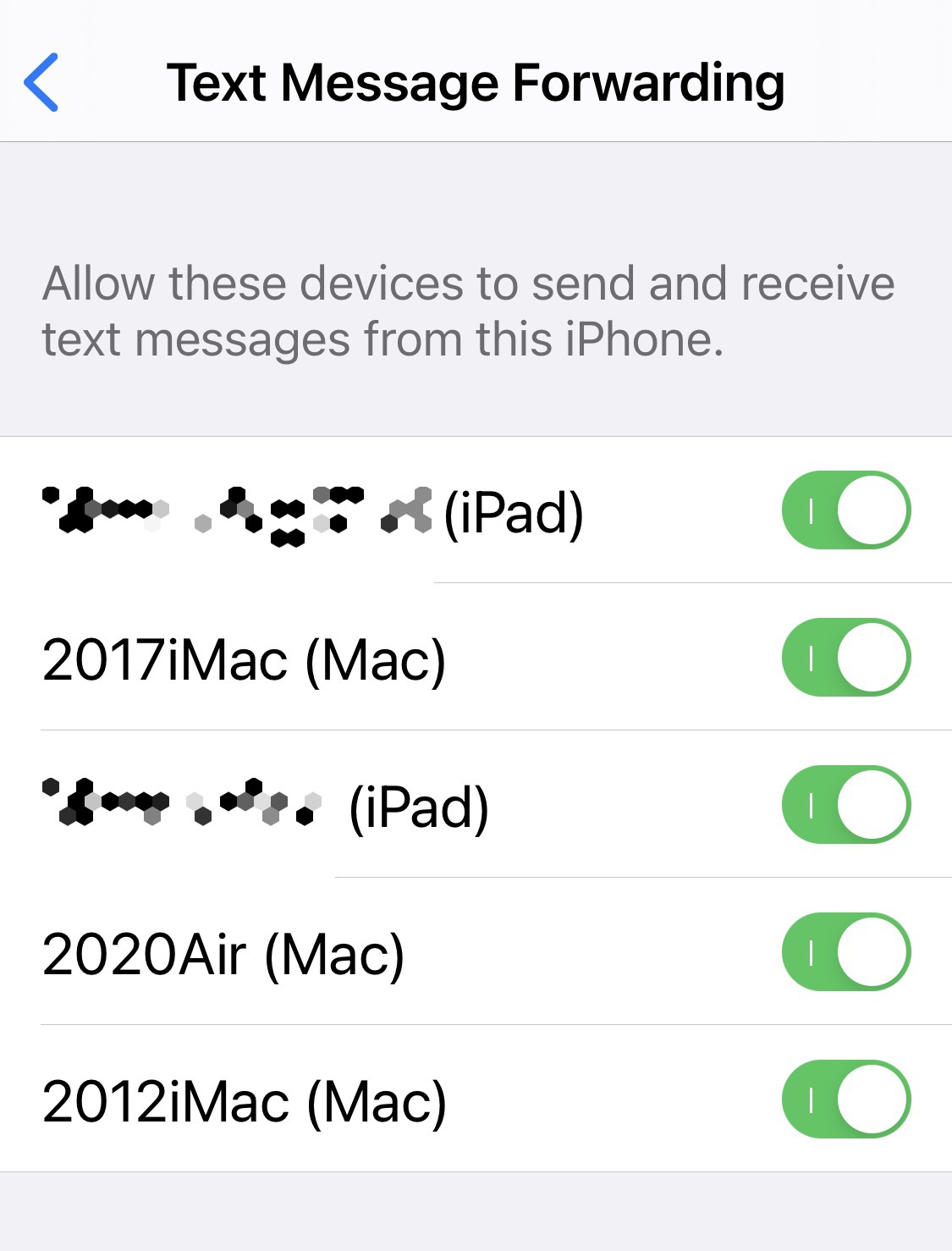 Message forwarding settings