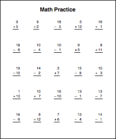 Math practice sheet in HTML and JavaScript - All this