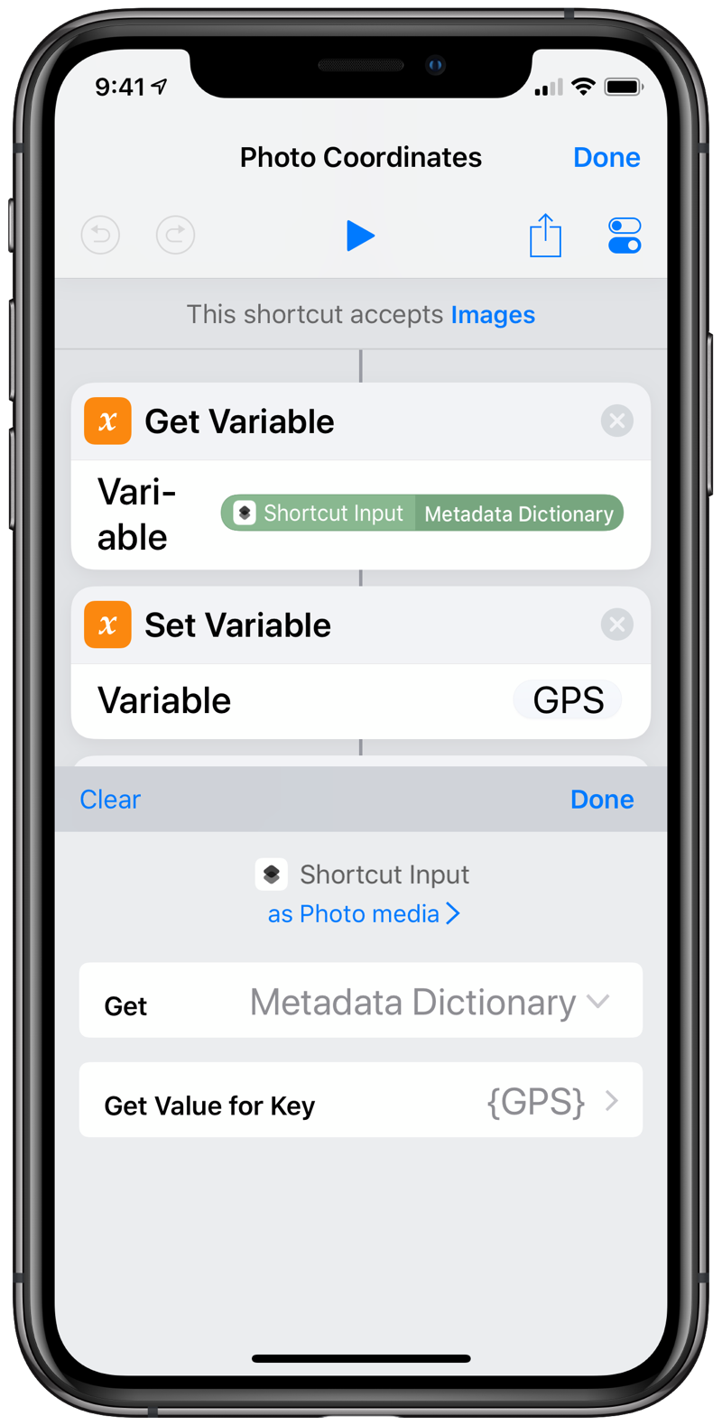 Choosing {GPS} item of Metadata Dictionary