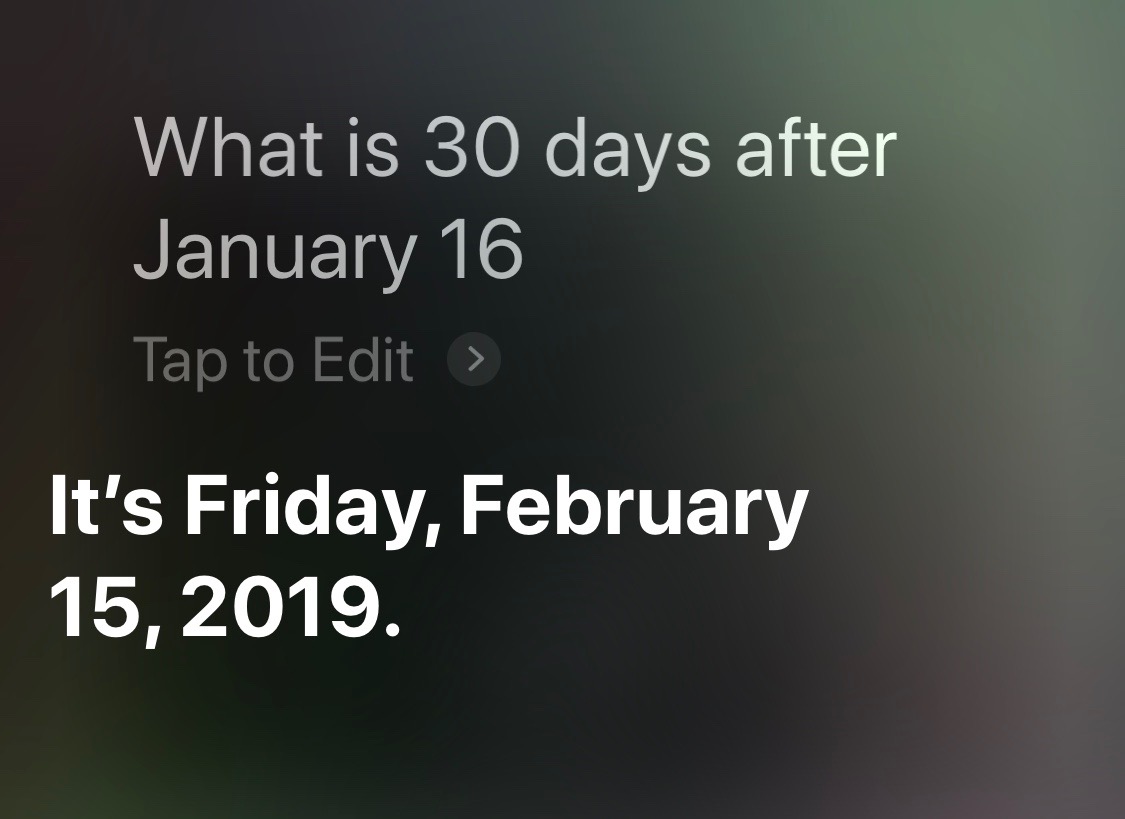 Siri days after given date