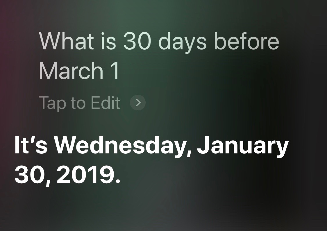 Siri days before given date