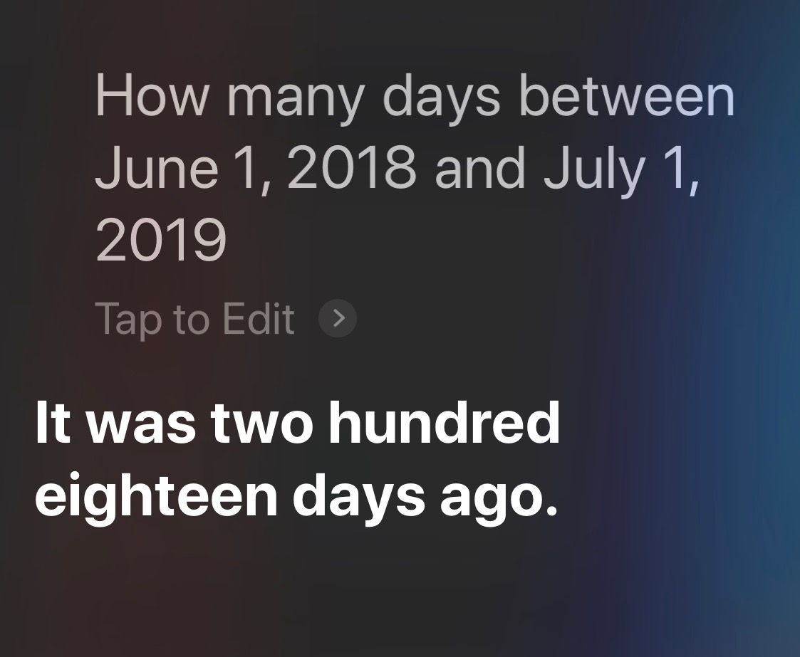 Siri days between two dates