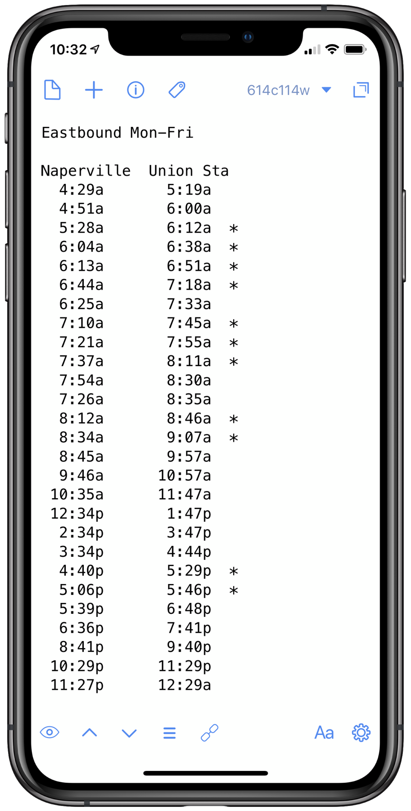 Train schedule in Drafts