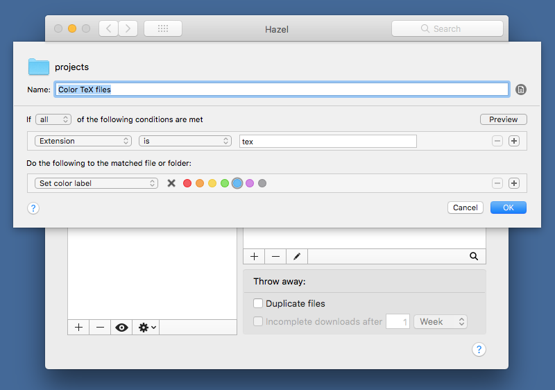 Hazel rule for TeX files