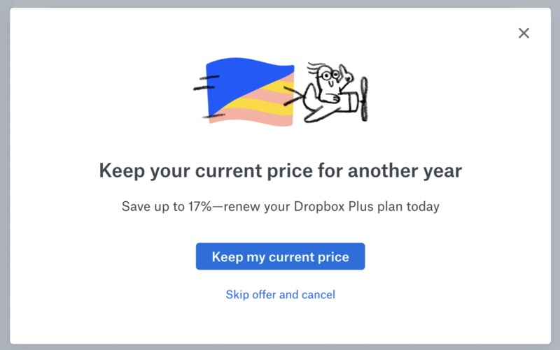 Dropbox cancellation offer