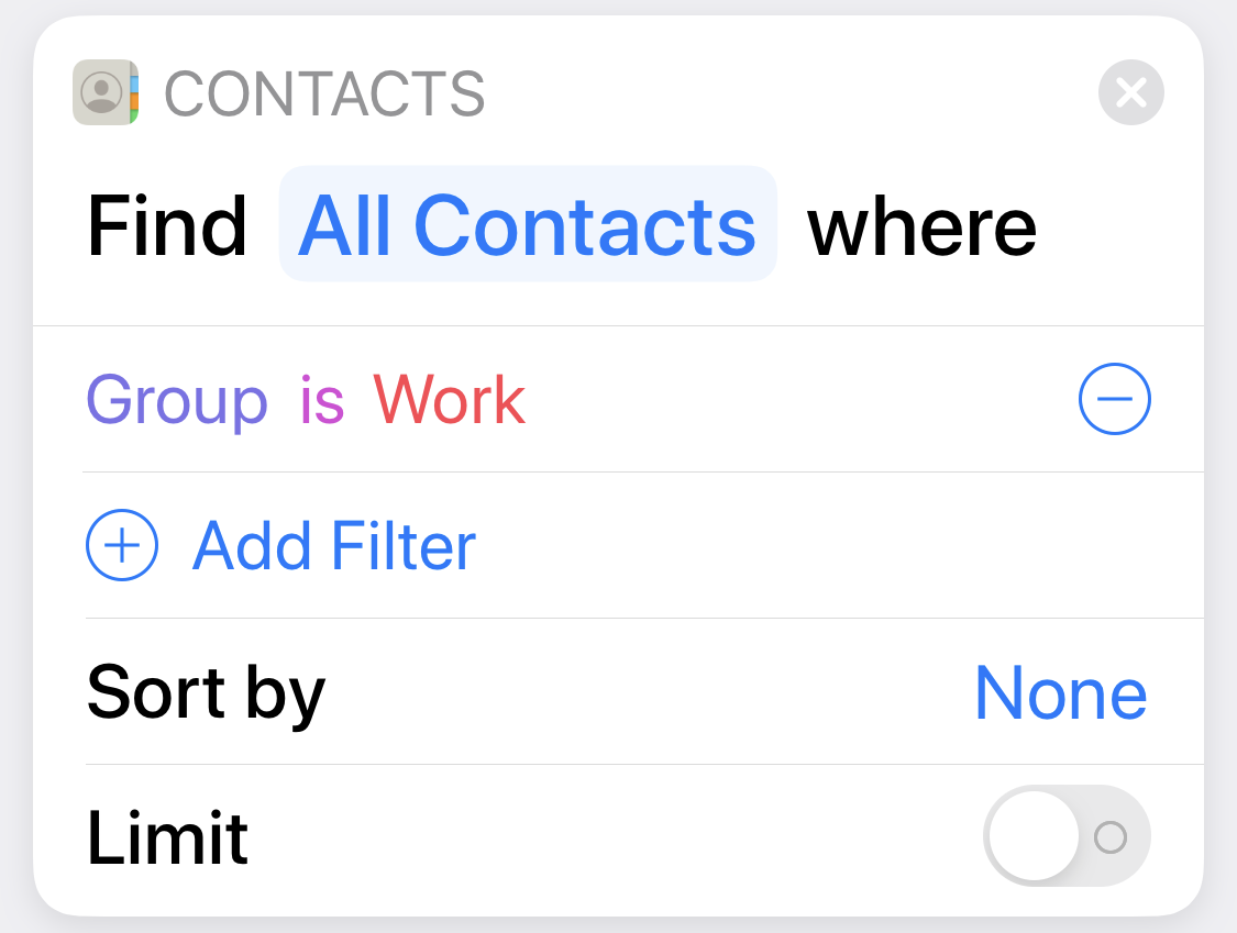 Contacts Filter