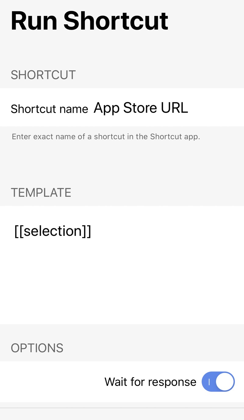 App Store Link Shortcut step