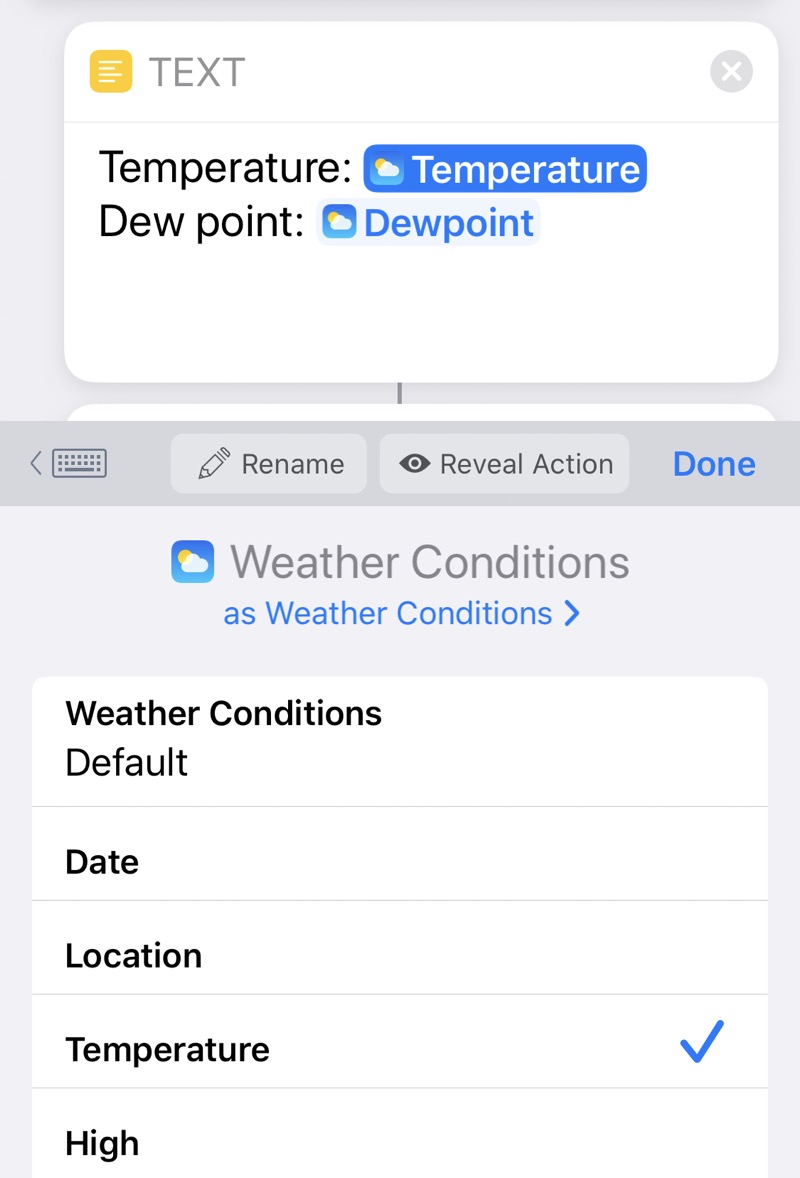 Specific info from weather conditions