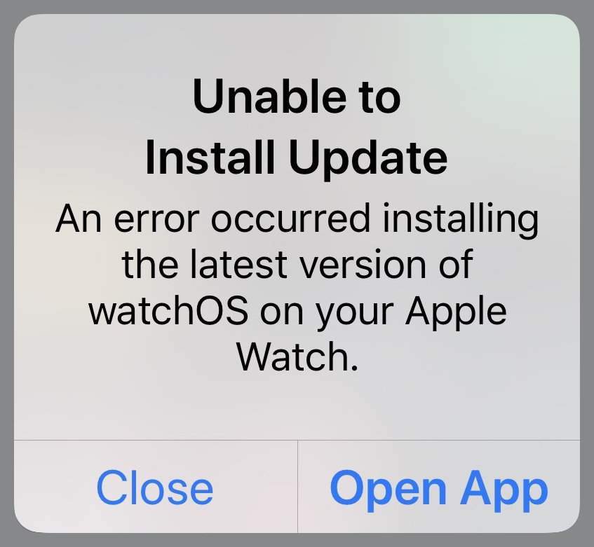 Watch update error message