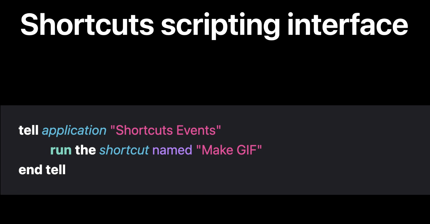 Shortcuts scripting interface