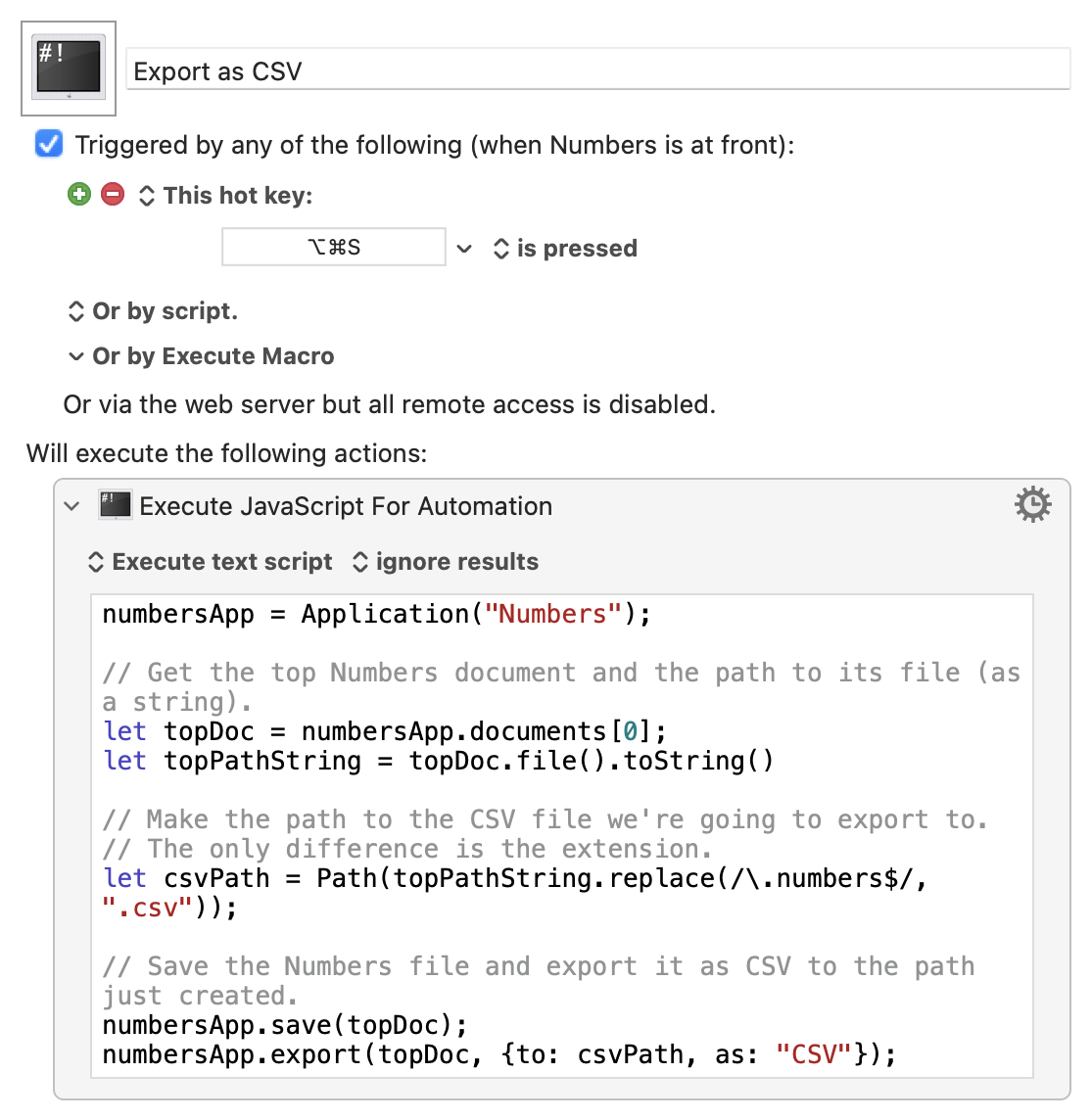 Export as CSV