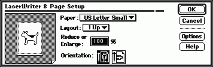 LaserWriter Page Setup