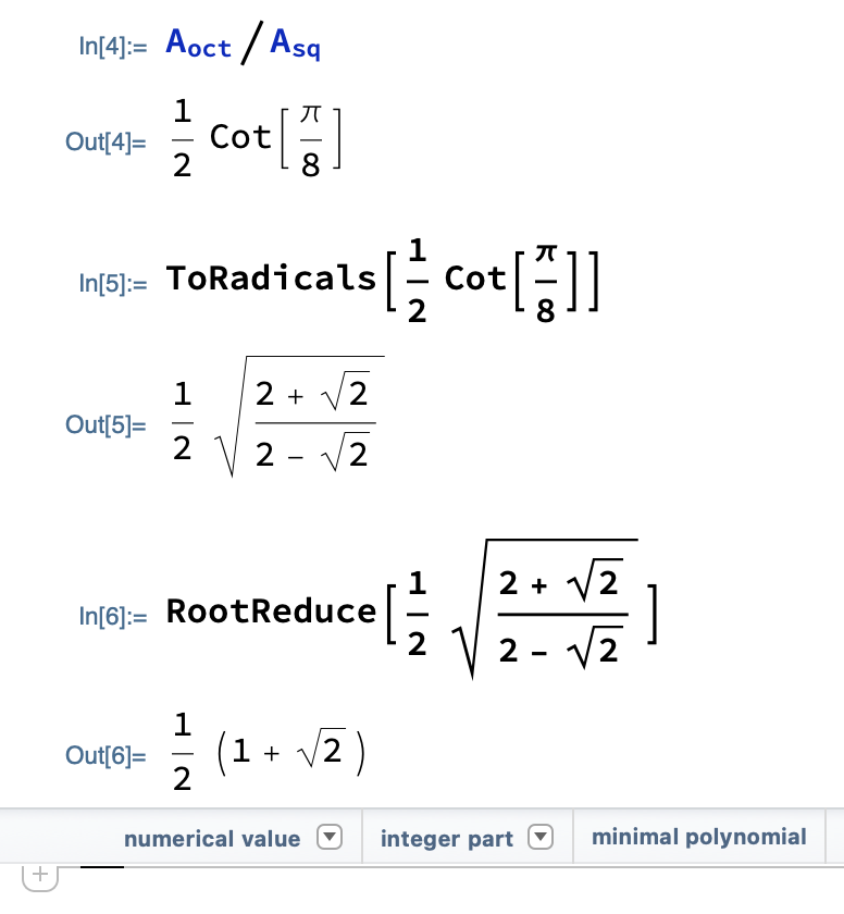 Mathematica simplified irrational
