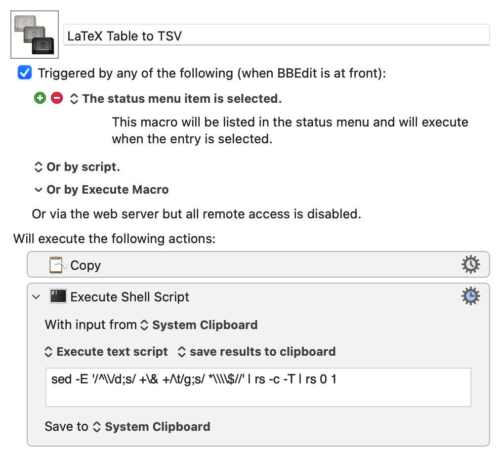KM LaTeX Table to TSV macro