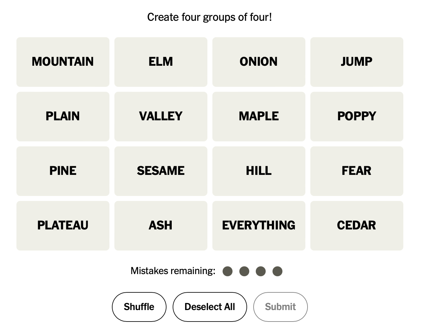 connections word game