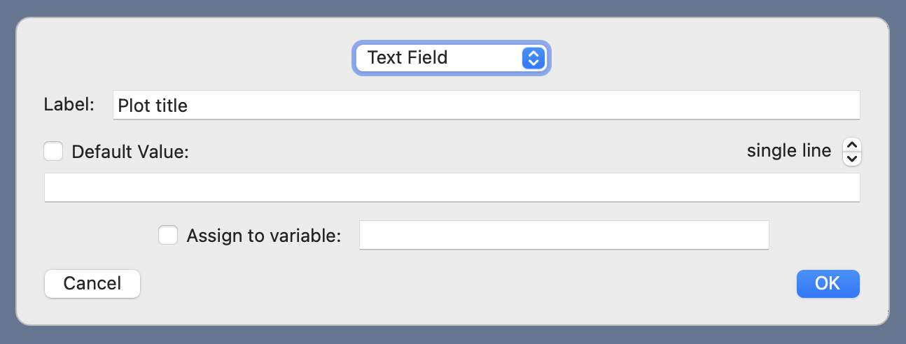 Typinator input field definition dialog