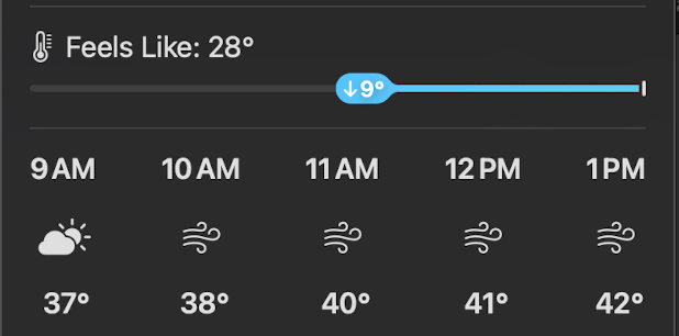 Screenshot of Weather menubar app from Adam Bodnar