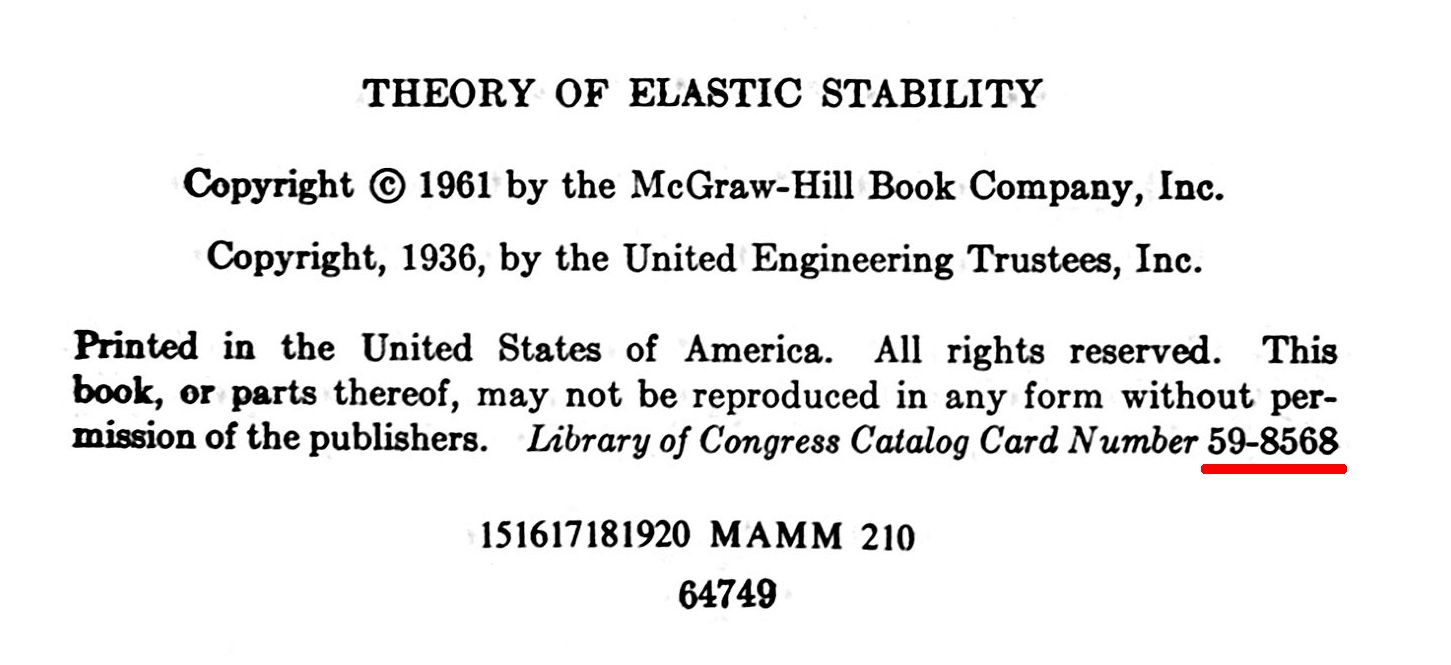 Theory of Elastic Stability copyright page
