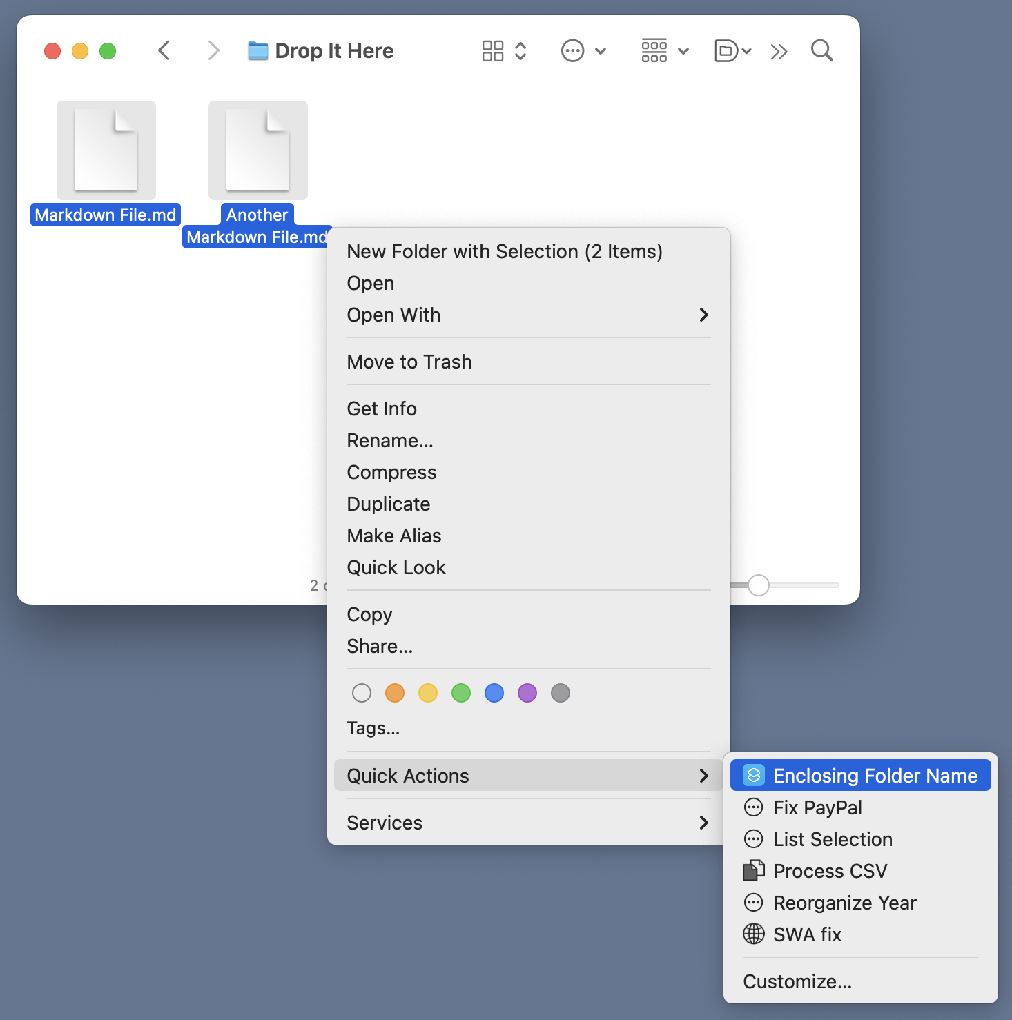 Invoking the Shortcut from the context menu