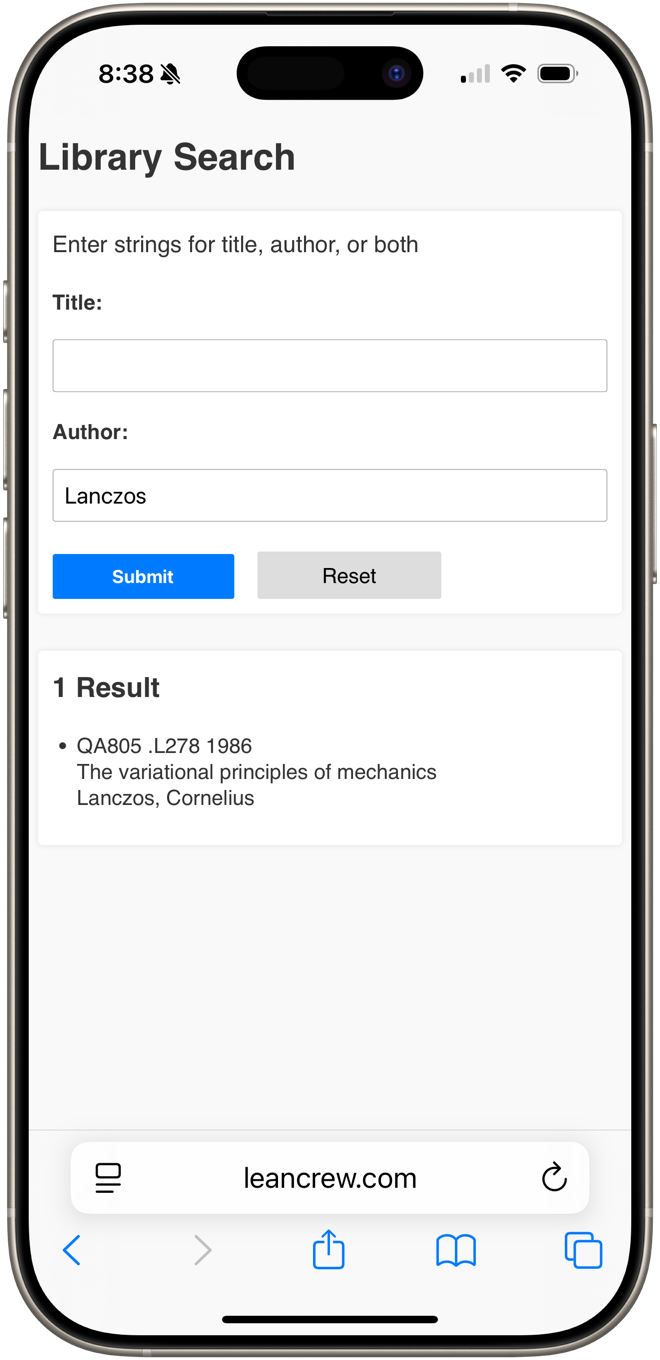 Lanczos book added to database