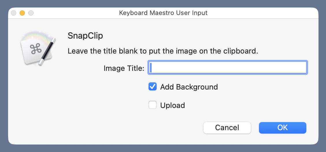 SnapClip input window
