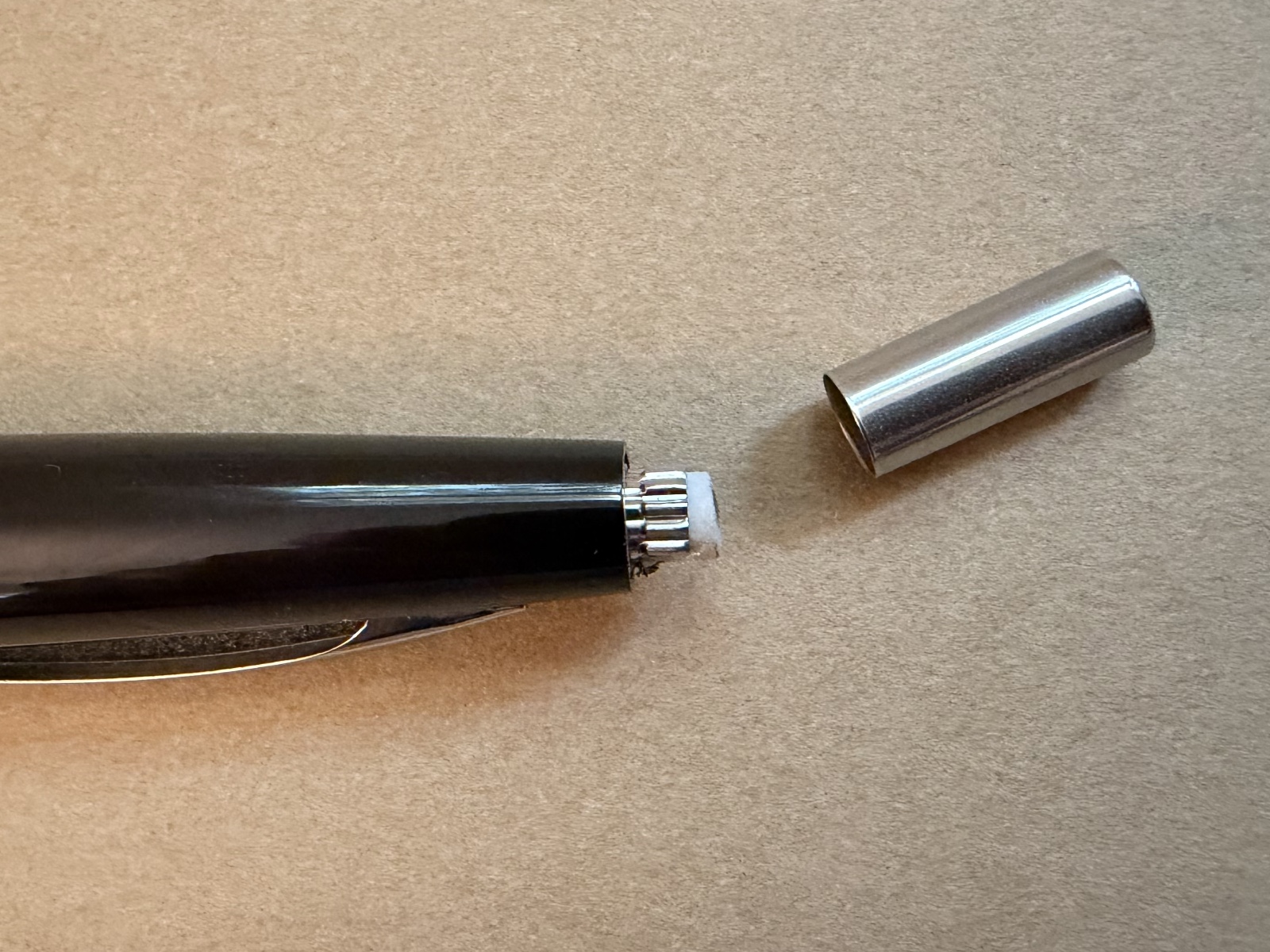 Mechanical pencil with eraser cap removed