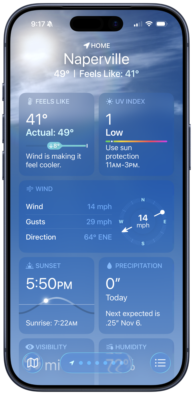 Screenshot of Weather app