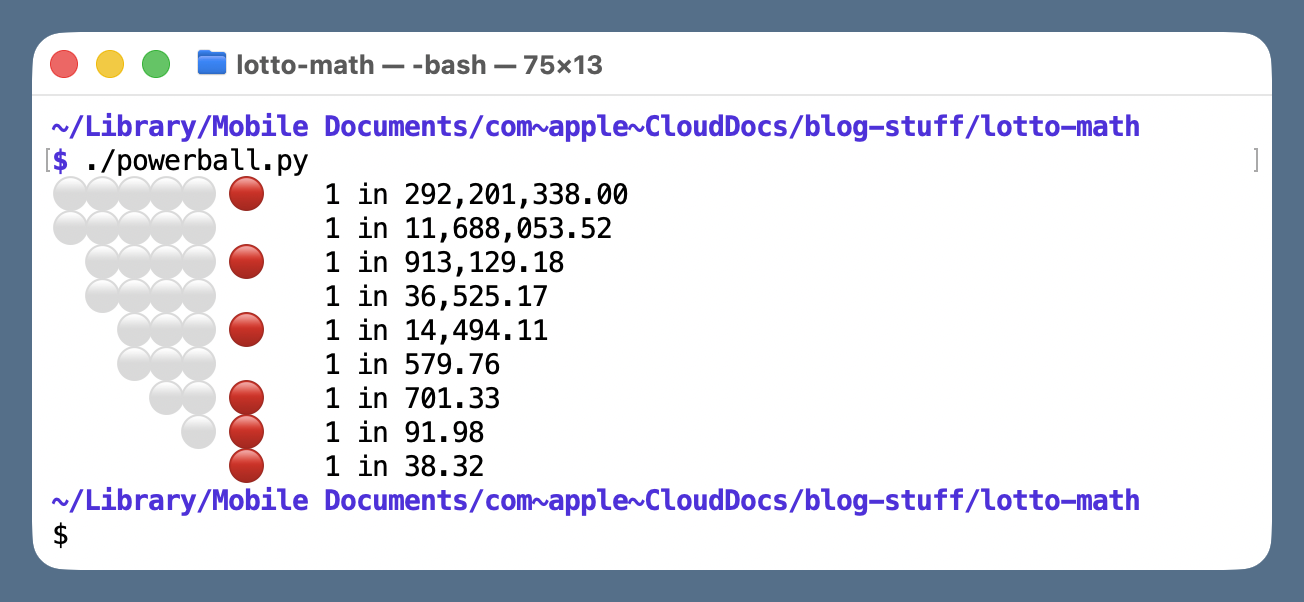 Powerball output in Terminal