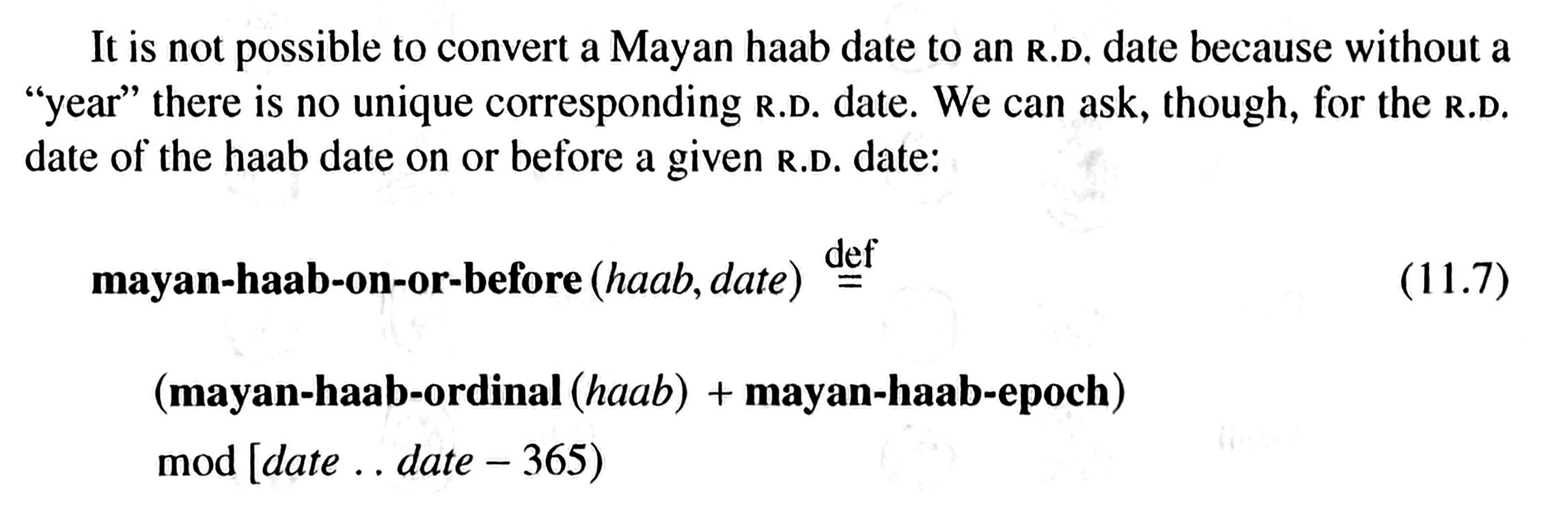 Mayan Haab date function