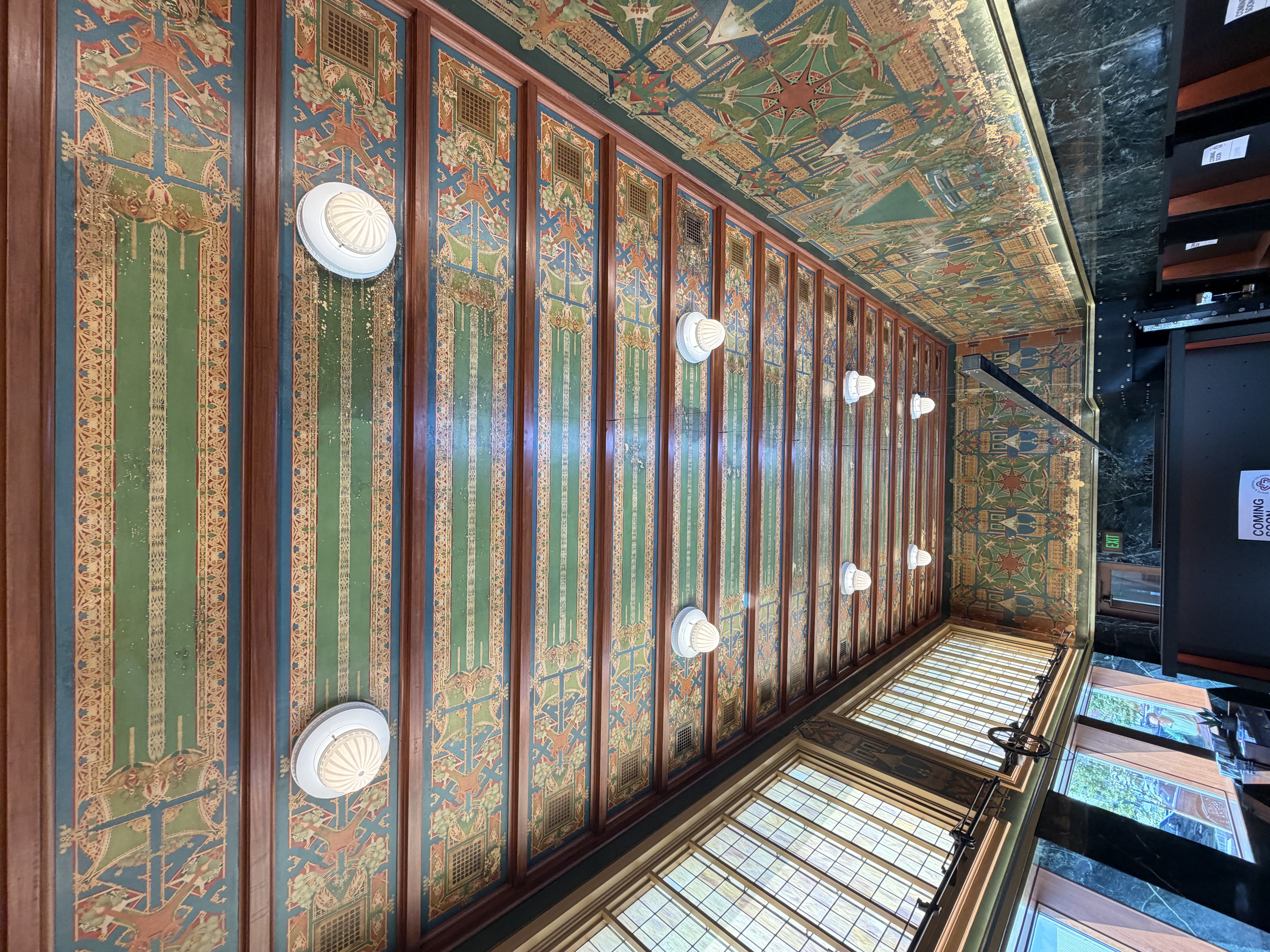 Ceiling stencils and lighting