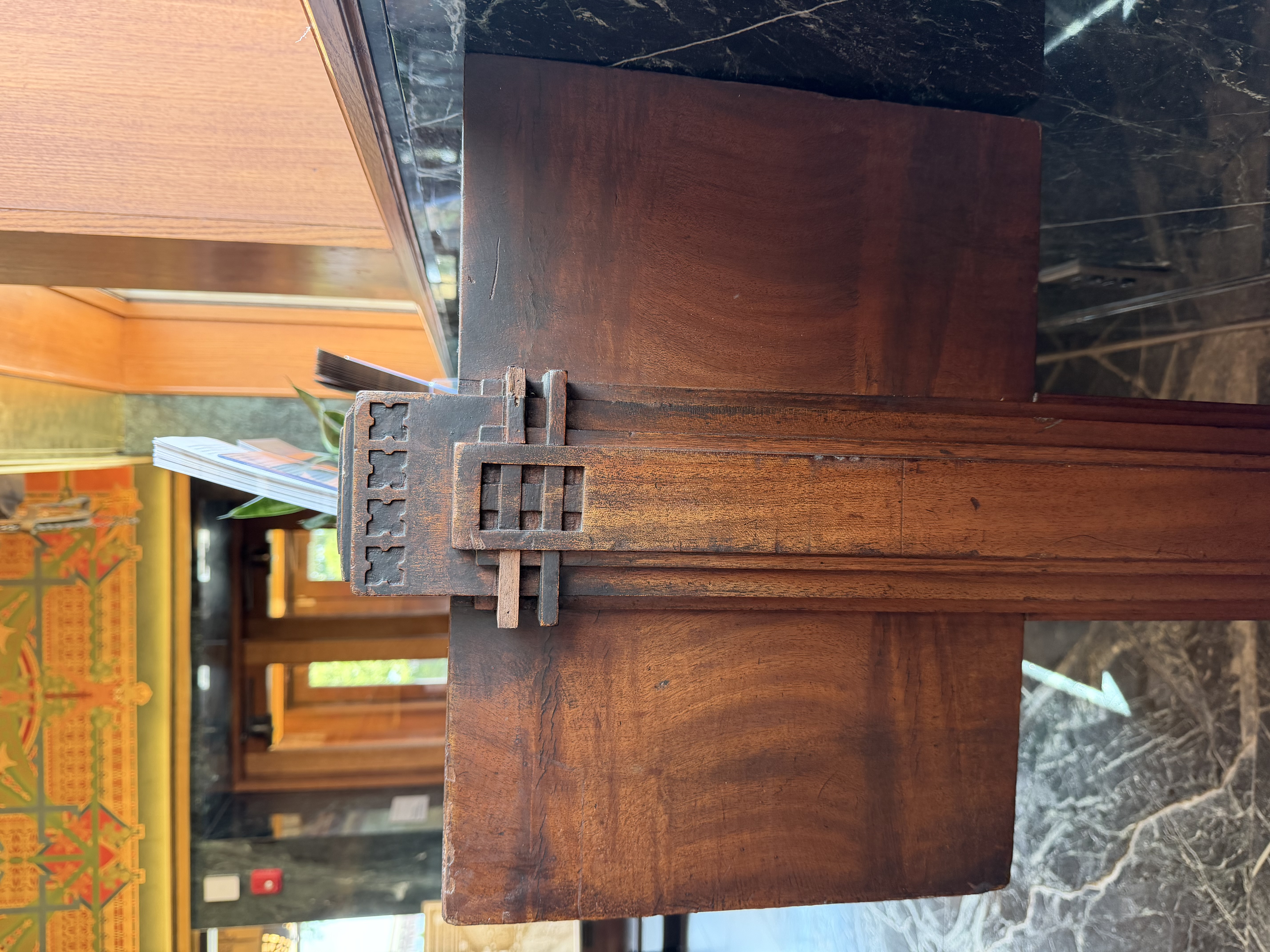 Detail from check-writing desk