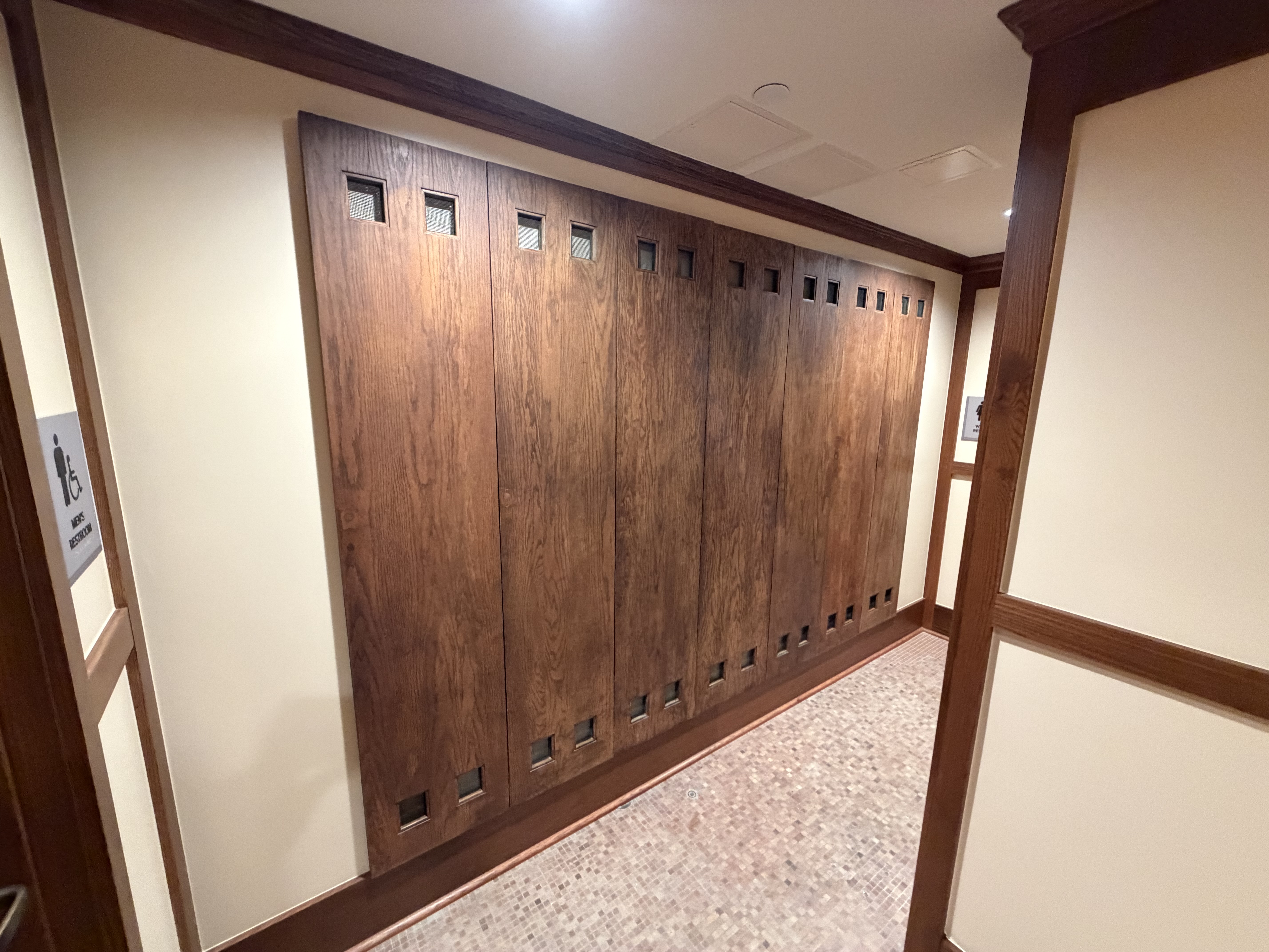 Locker doors mounted on wall