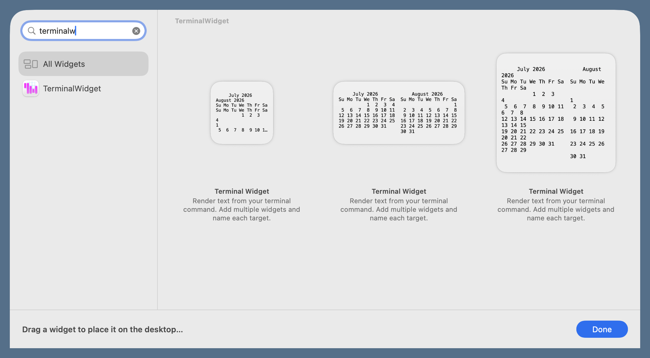 Widget editor window Widget editor window